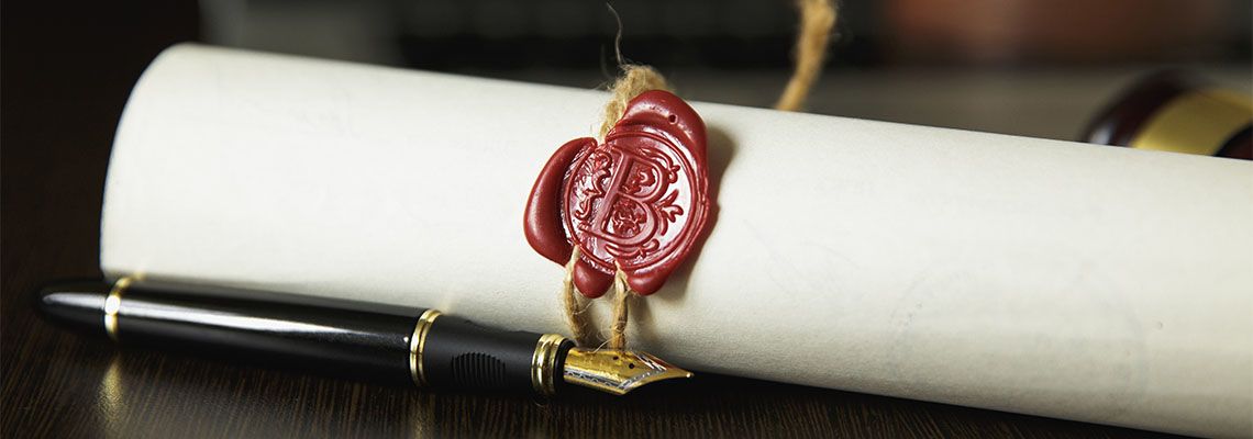 Last will document with pen and notary stamp