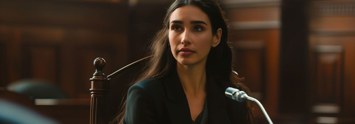 Witness testifying in courtroom