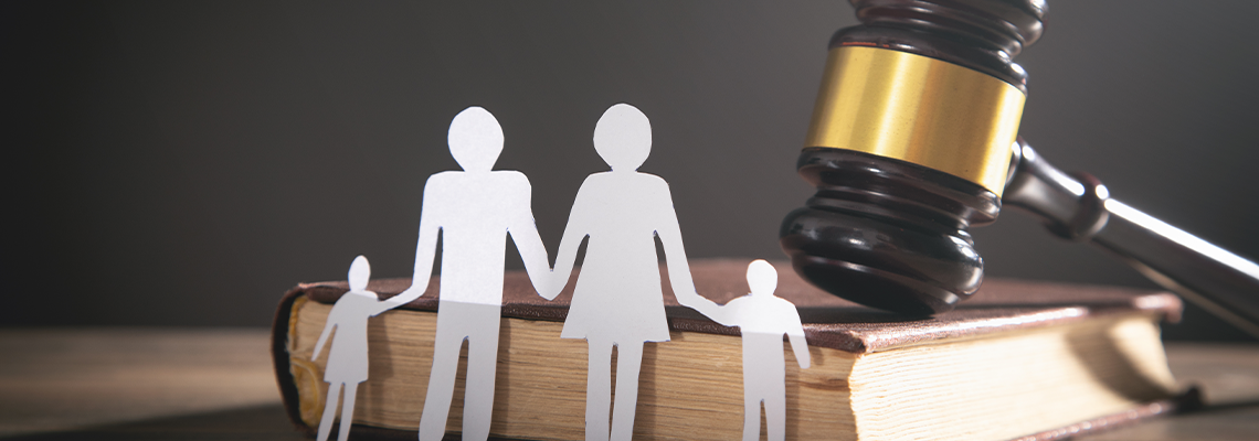 Paper Cut Family, Judge Gavel and Book