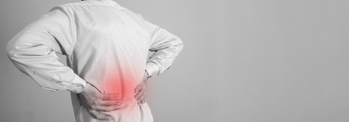 Man hand in ache back