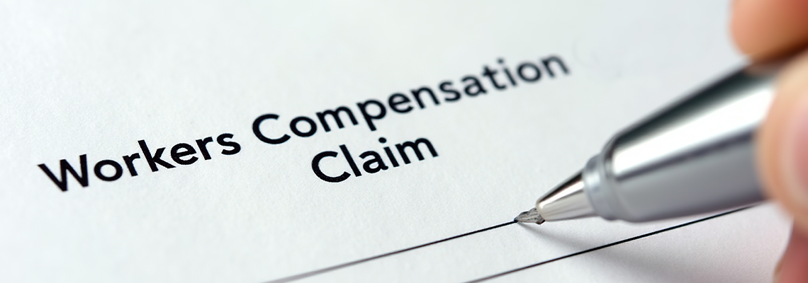 Close-up of workers compensation claim form with pen