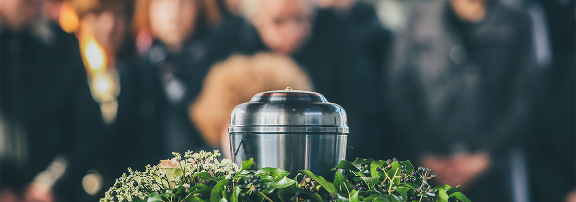 Metal Urn with Ashes of A Dead Person on A Funeral