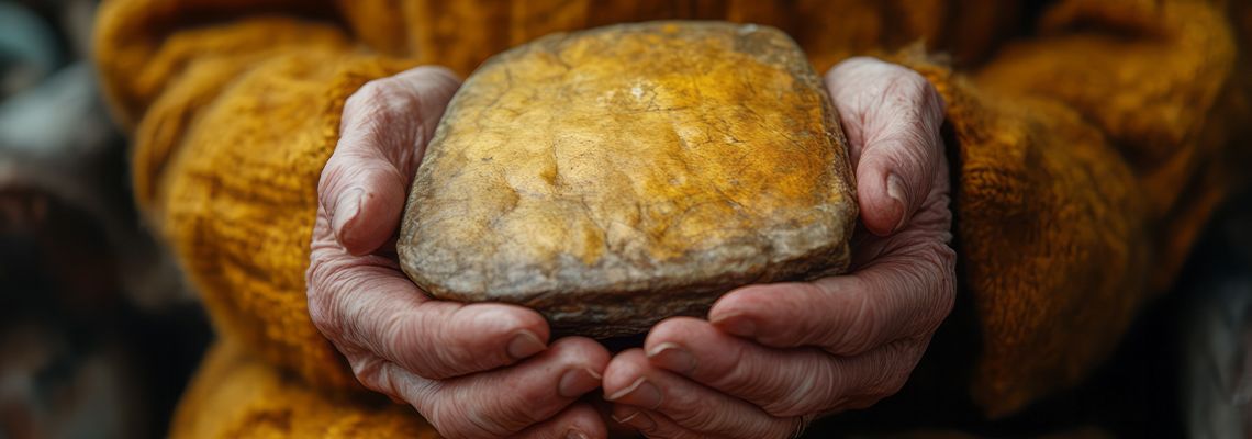 Elderly hands holding old family heirlooms