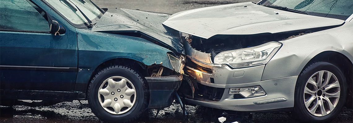 Car accident on wet road