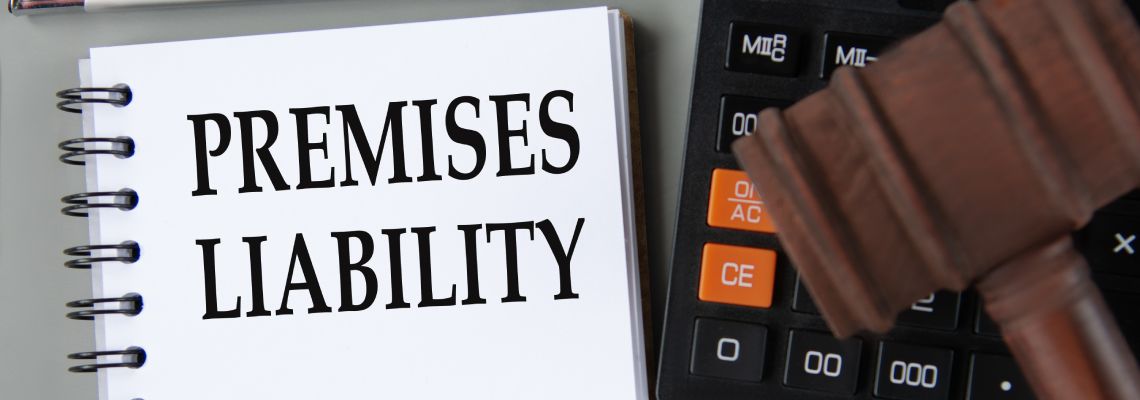 Premises Liability word on notepad with gavel