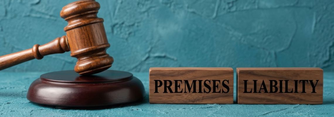 Gavel and wooden block with words Premises Liability