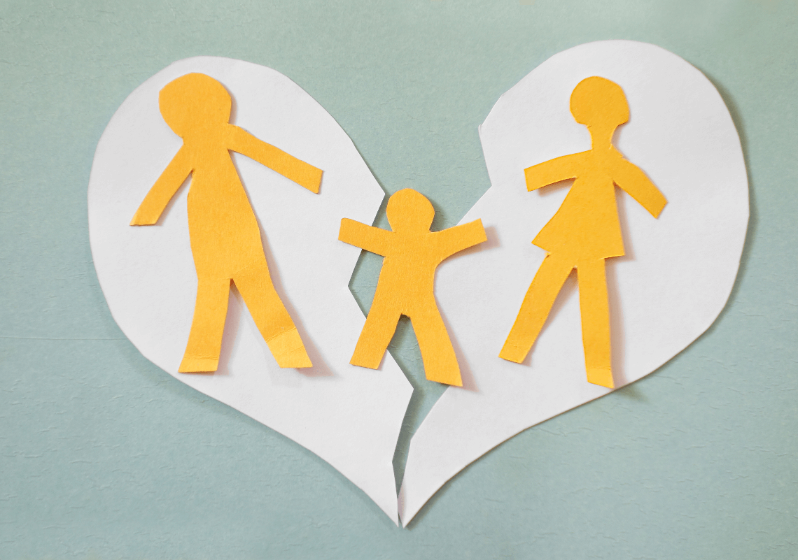 paper family with broken heart