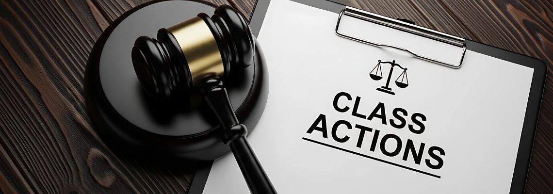 Judge's Gavel and Class Action Lawsuit Document on Wooden Table
