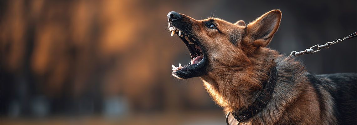 Aggressive dog on leash