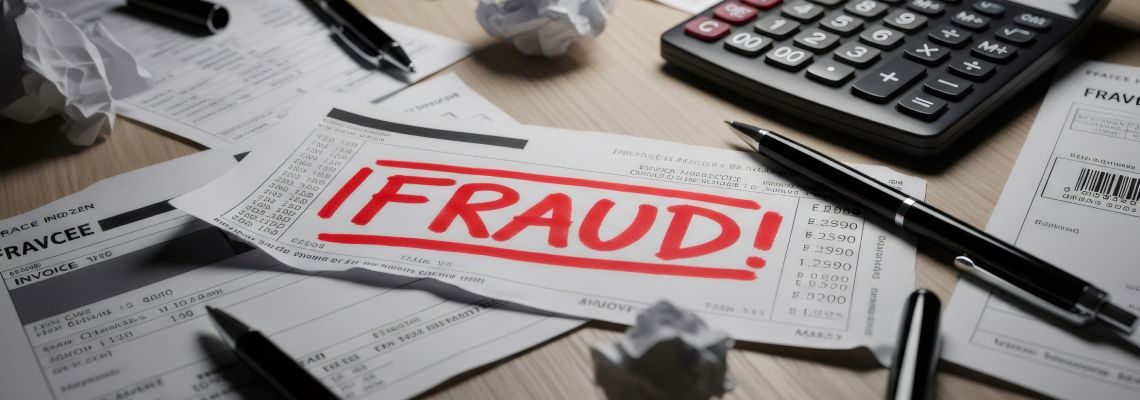 Document with red fraud stamp