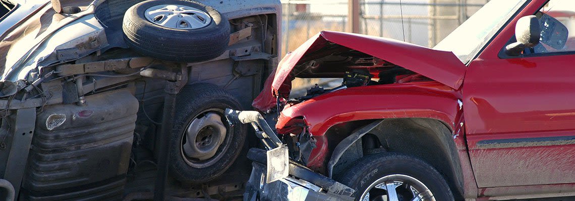 Truck and Car in a bad accident