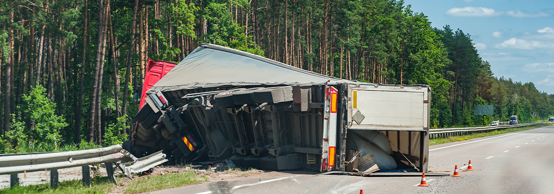 Rollover Truck on Autobahn