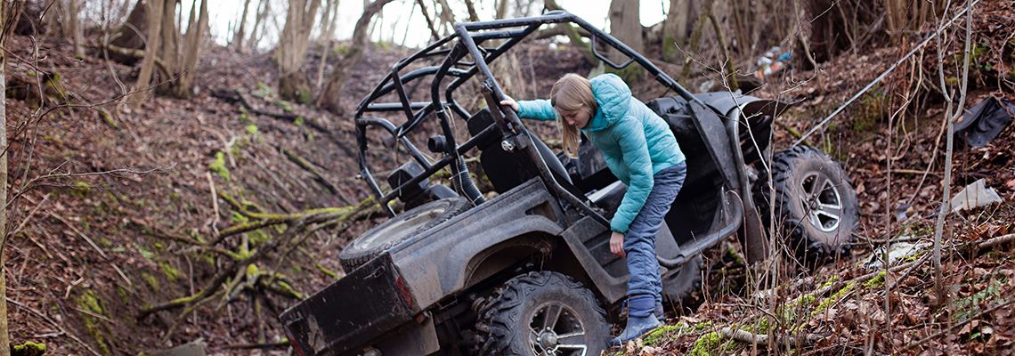 Women with UTV after crash