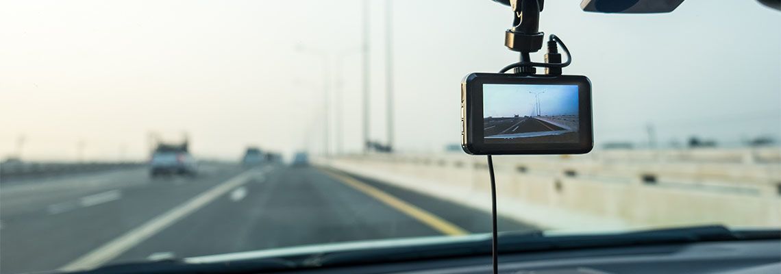 Dashcam camera on car