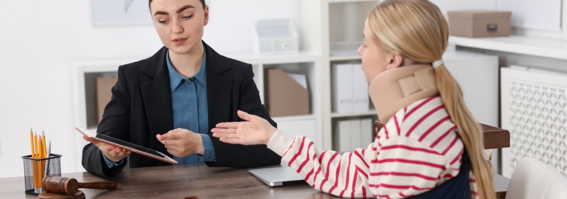 Injured women consulting with attorney