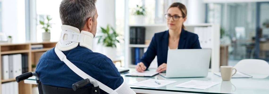 Injured person consulting with attorney