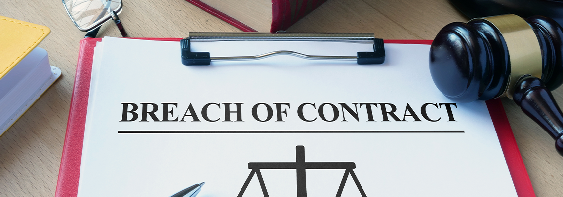 Breach of contract is shown as the legal concept