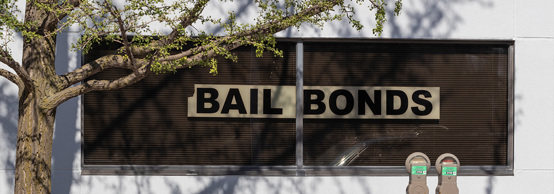 Bail Bonds sign in a window of a bail bondsman