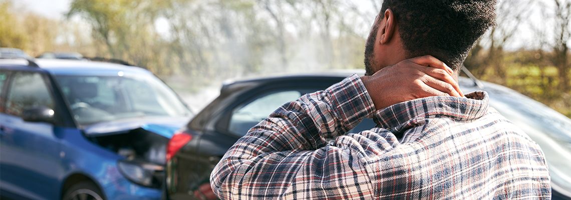 Man with neck pain after car accident