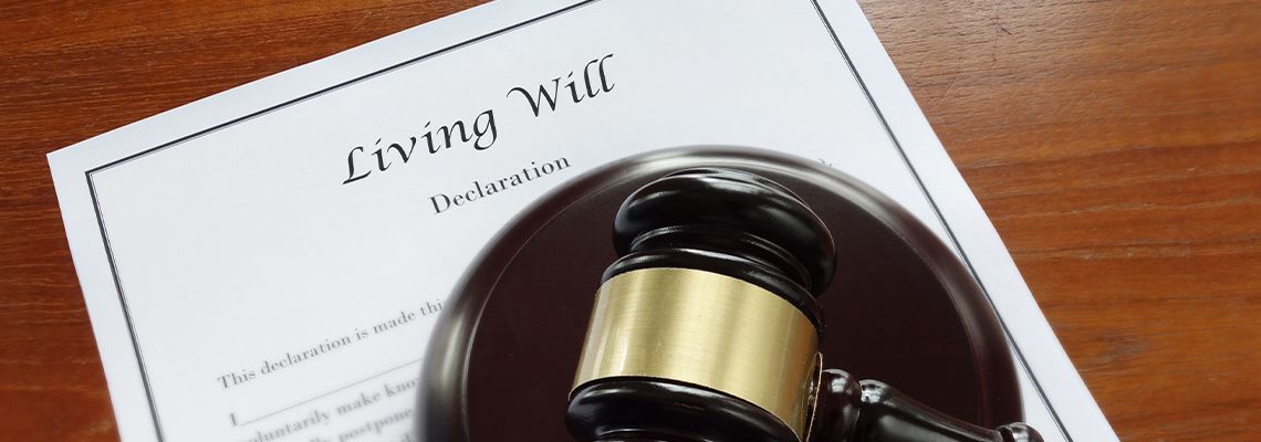 Living Will document with gavel