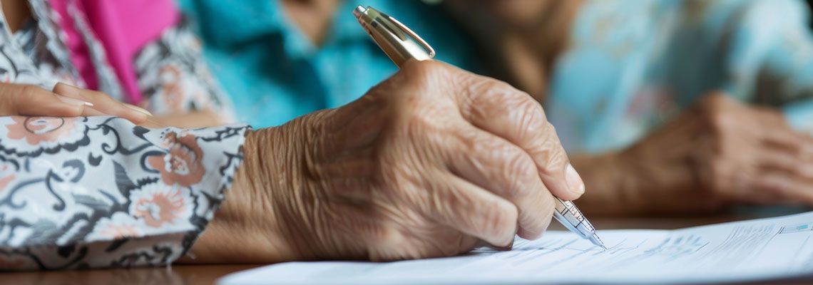 Old women preparing will document