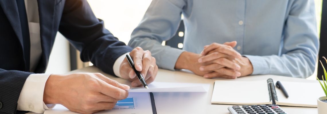 Person consulting with attorney