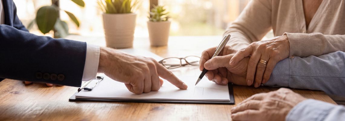 Senior couples consulting with attorney for estate planning