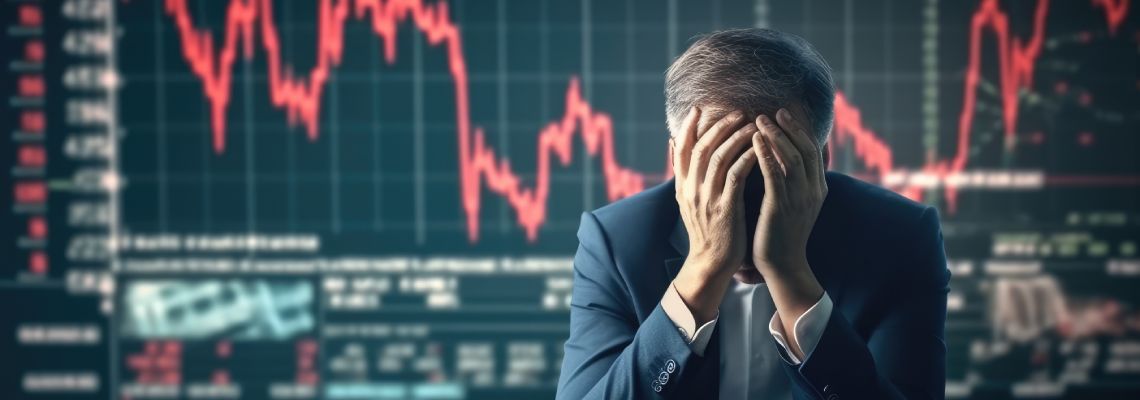 Stressed businessman due to stock market collapse