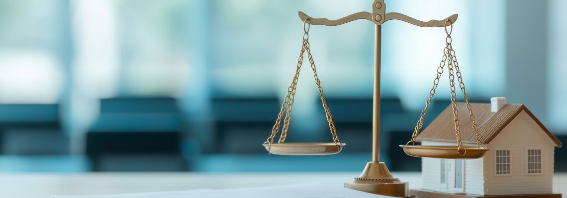 Scale of Justice and House model in table