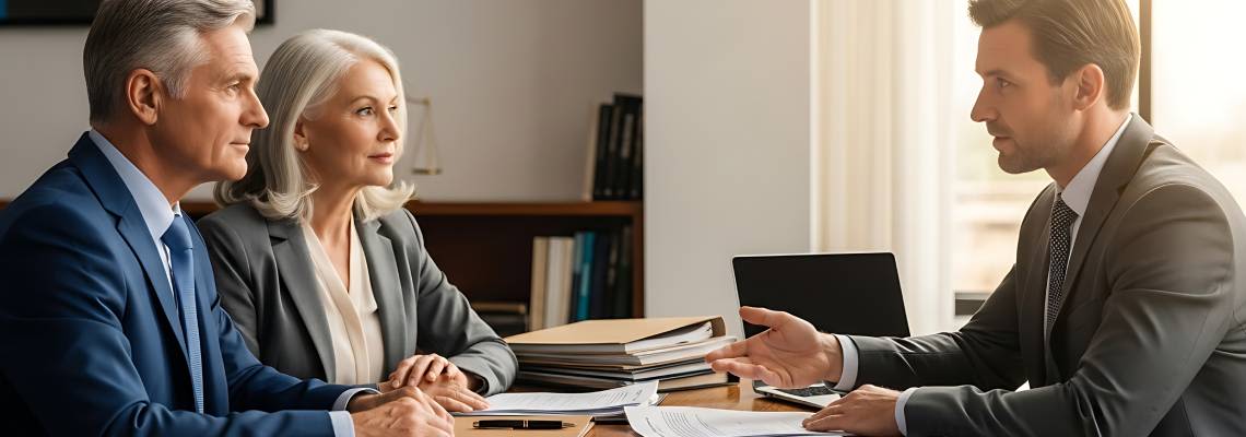 Couples consulting with attorney for estate planning
