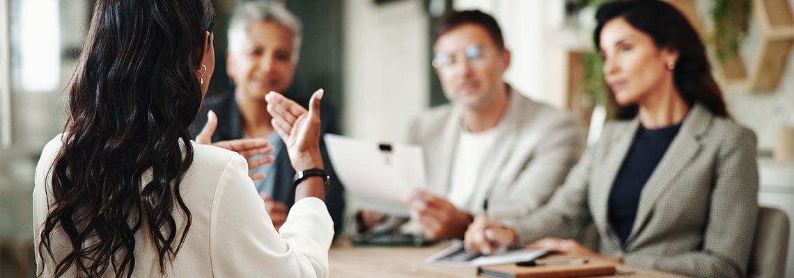 Business partners discussing risk management