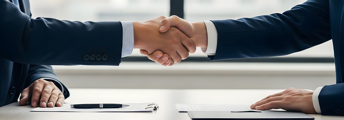 Businessmen shaking hands after agreement