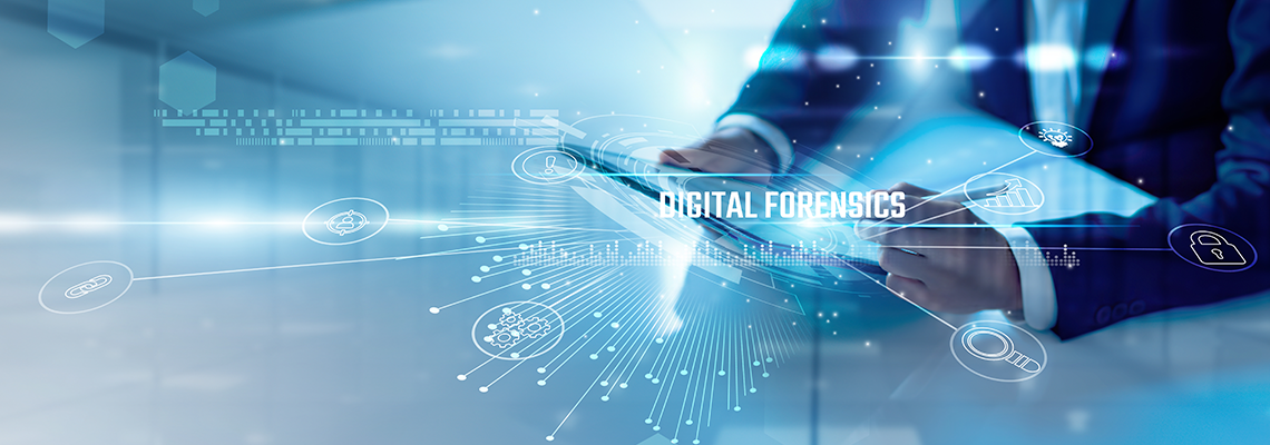 Businessman analysis digital forensics data and cyber investigation