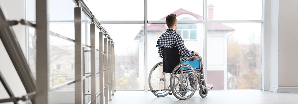 Young man in wheelchair