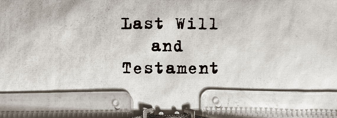 Last Will and Testament, typed on an old typewriter