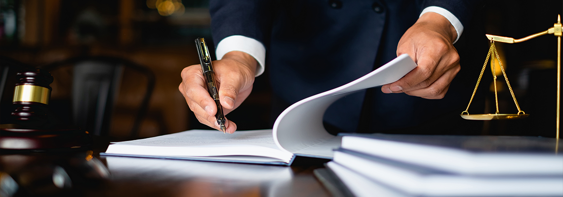 Close up lawyer businessman working or reading.
