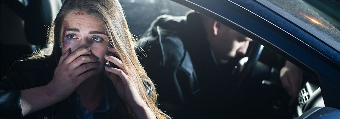 Traumatized passenger calling for help after accident
