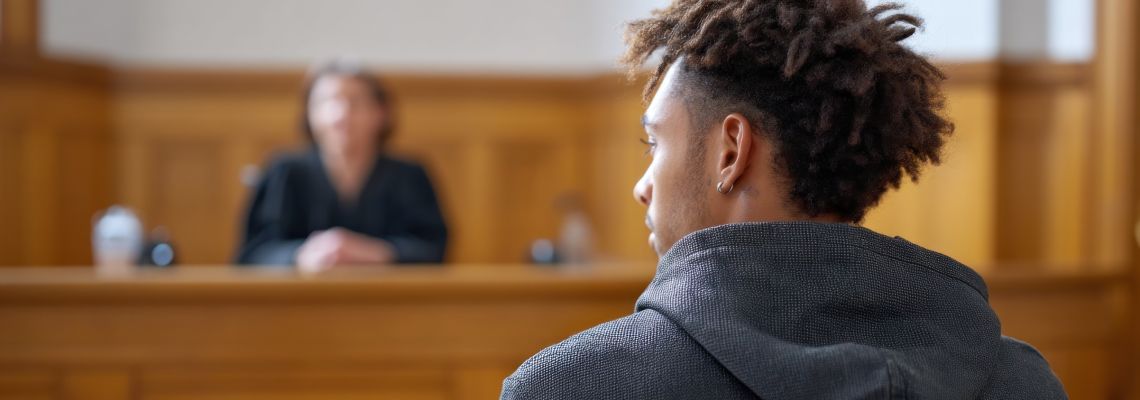 Young teenager in courtroom