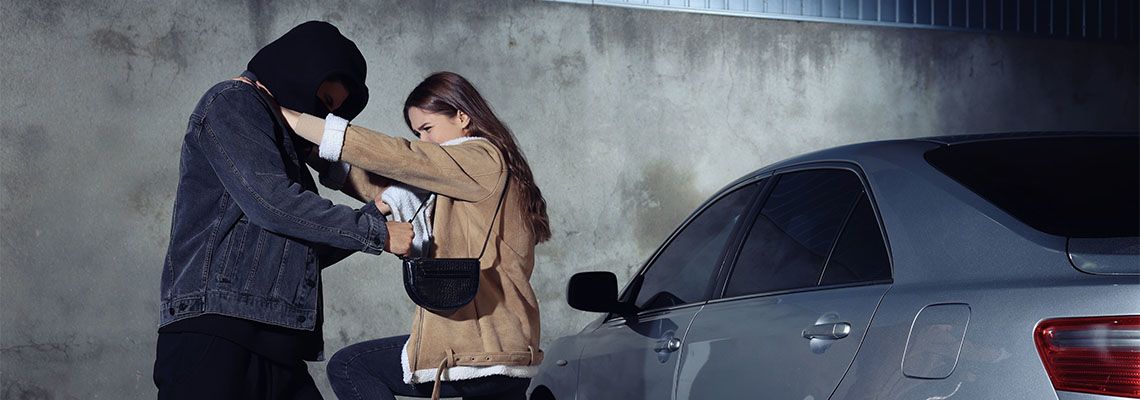Women defending herself from robber