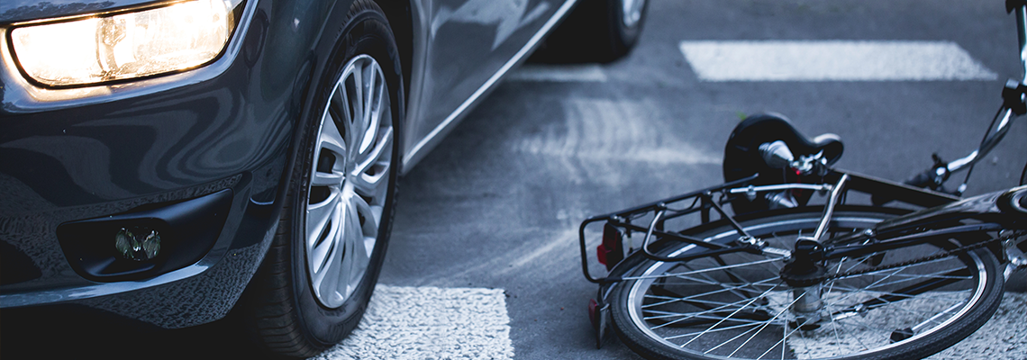 Cycle and car accident on street