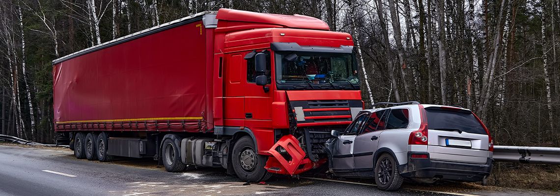Truck and Car Collision in road