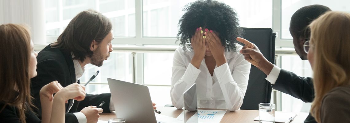 Sad women facing discrimination at office