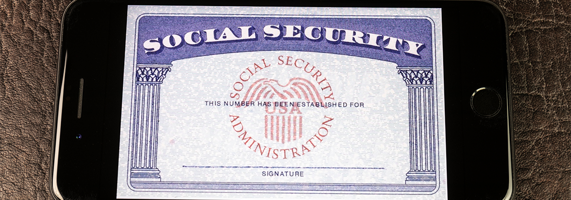 Social Security card blank on a smartphone