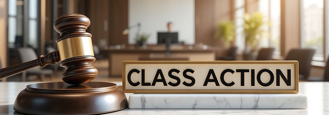 Gavel and Class Action sign on a desk