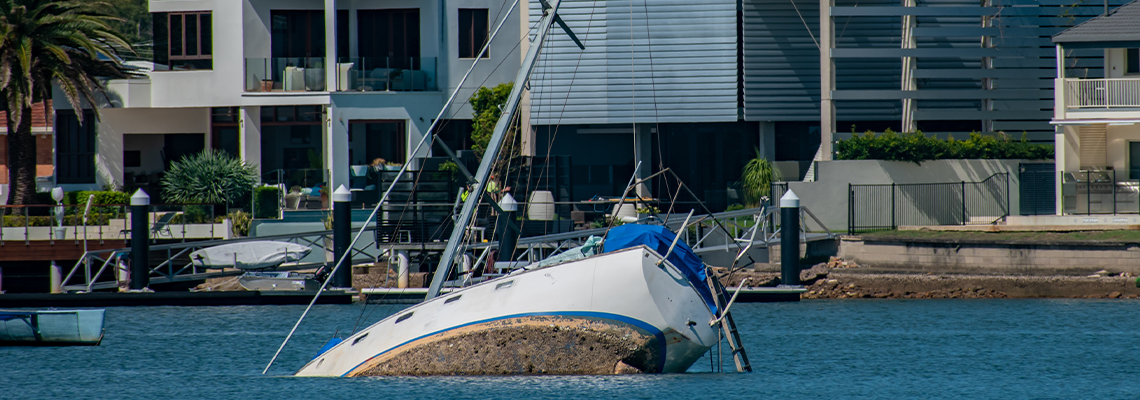 A yacht in Mooloolaba suffered during a storm and partially sunk