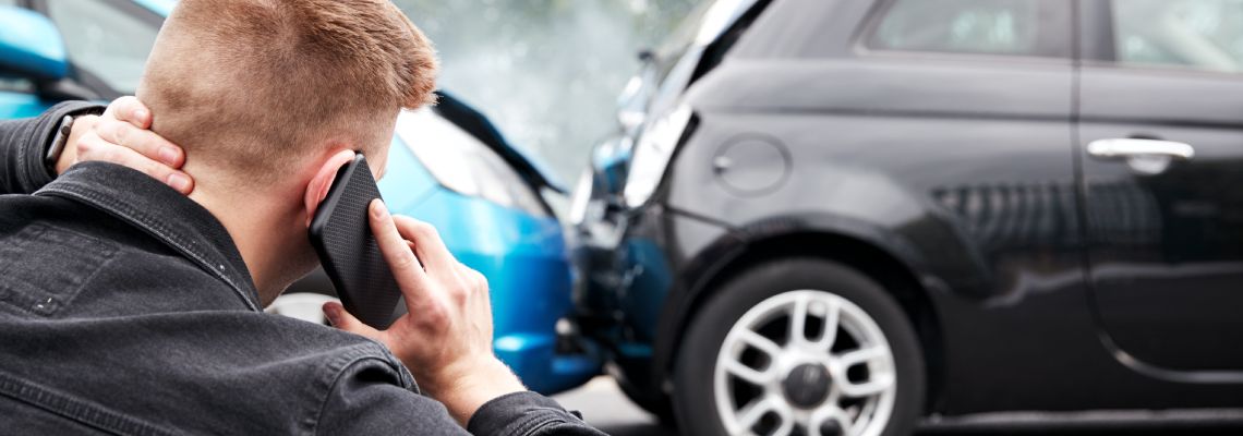 Man with whiplash injury after rear end car accident