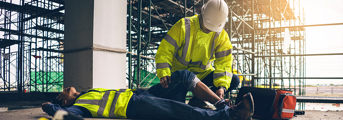 First aid support accident in site work