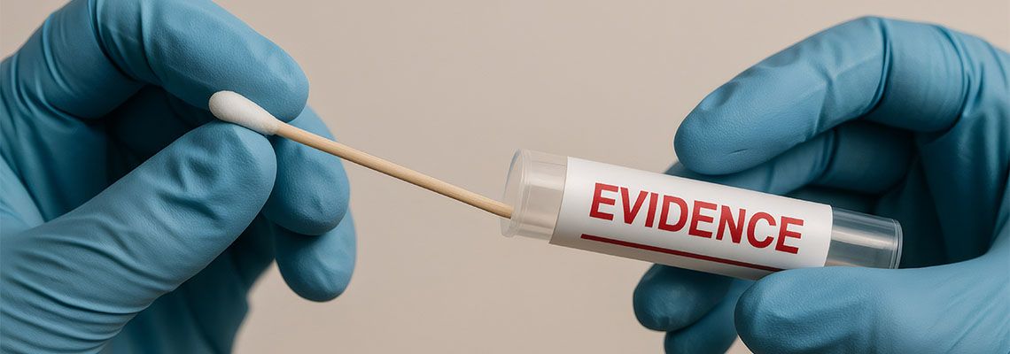 Forensic expert collecting DNA Evidence