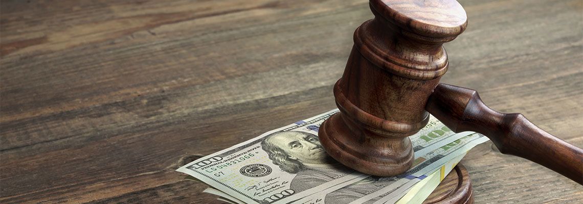 Judges Gavel, Soundboard And Bundle Of Money
