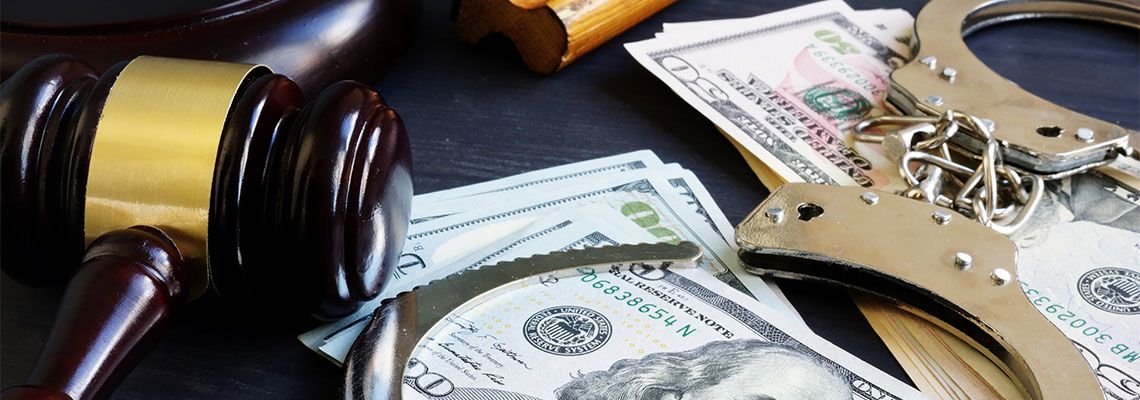 Gavel, Money and Open Handcuffs, Bail concept